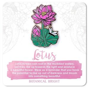 Lotus Flower‎ Enamel Pin - Gold Plated Nature Jewelry - Garden & Floral Brooch